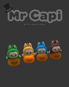 Chaveiro Labubu Abóbora LED