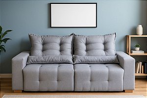 SOFÁ EVEREST EM TECIDO LINHO CINZA