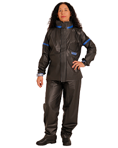 Conjunto Impermeável Motoqueira Feminino - Jaqueta + Calça - Azul Escuro