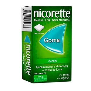 Nicorette 4mg - Sabor Ice Menta c/ 30 Gomas Mastigáveis de Nicotina Para Parar de Fumar