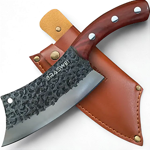 Cutelo Artesanal Profissional Cabo Madeira Reforçado