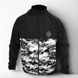 Jaqueta Corta Vento Forrada Pesca Matadeira Preto Camuflado - G
