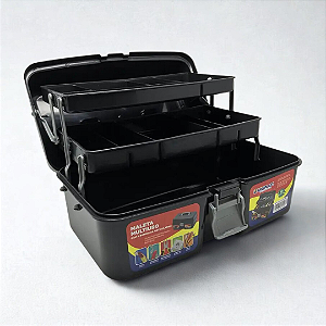 Maleta De Pesca 2 Bandejas Articuladas Preta Arqplast