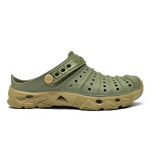 Chinelo de Pesca Tipo Crocs Saltdan - Verde e Marrom