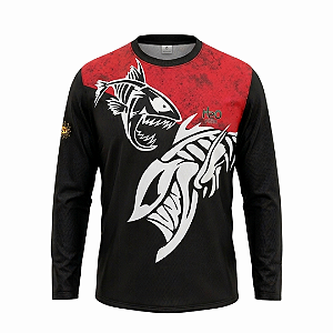 Camisa de Pesca Piranha Vermelha H2O - Tamanho G