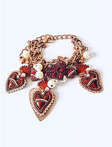 Pulseira Sagrado Coração Banho Cobre Velho
