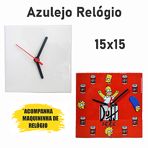 Relógio de Azulejo em Cerâmica Branca para Sublimação 15x15cm