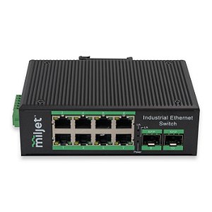 Switch Industrial de Liga de Alumínio 8xRJ45 GbE Poe 120 w, Trilho DIN, Fonte DC 12~52V