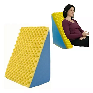 Travesseiro Triangulo Espuma Ortopedico Encosto 65x45cm Travesseiro Amarelo E Azul Cirurgia Descanso Almofada Triangular - Best Pillow