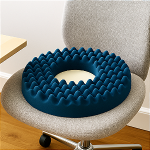 Almofada Caixa de Ovo Redonda 45x45x4 cm – Conforto Anatômico e Alívio de Pressão para Uso Terapêutico e Diário