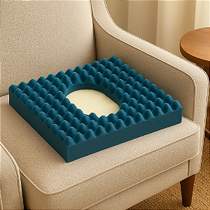 Almofada Caixa de Ovo Quadrada 45x45x4 cm – Alívio de Pressão e Conforto Anatômico para Uso Terapêutico e Diário