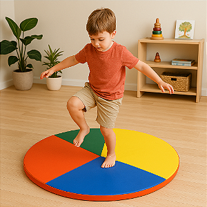 Colchonete Circular Infantil 1,5m x 2cm – Espuma Colorida para Atividades Lúdicas, Motoras e Terapêuticas