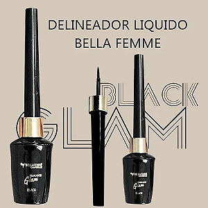Delineador Líquido Preto Glam Bella Femme Matte Prova D'água
