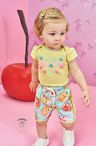 Conjunto Bebê Body Summer Shorts Frutas Cinti Amarelo