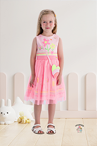 Vestido Tule Rosa Conjunto com Bolsa Mon Sucre Neon Fun