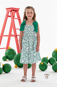 Vestido Infantil Corações Verdes Mon Sucre Verão