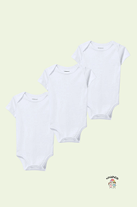 Kit 3 Bodies Bebê Manga Curta Hering Branco