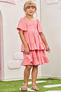 Vestido Infantil Twill Raion Rosa Rose Infanti