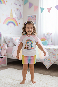 Pijama Infantil Unicórnio Manga Curta Kyly
