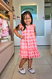 Vestido Infantil Tule Xadrez Vermelho Mon Sucre