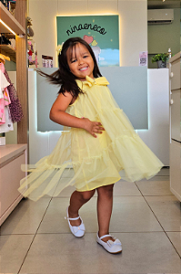Vestido Infantil Tule Amarelo Mon Sucre