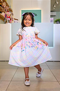 Vestido Infantil Air Flow Colorido Manga Curta Kukie
