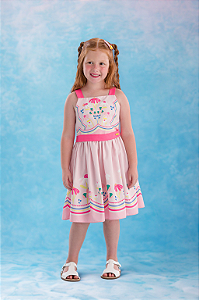 Vestido Infantil Estampado Rosa Mon Sucre