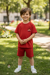 Conjunto Menino Hering Camiseta e Bermuda Vermelho Casual