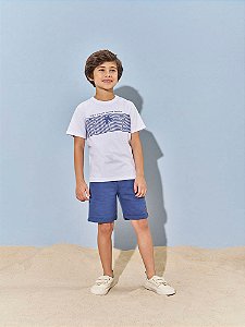 Conjunto Menino Divertto Camiseta e Bermuda Azul Marinho