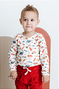 Kit 2 Body Manga Longa Dino Menino Mini Bear