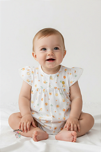 Macacão Manga Curta Pêssego Mini Bear