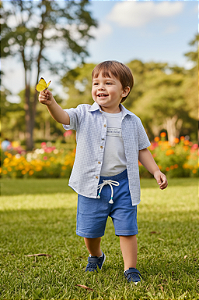 Conjunto 3 Peças Menino Divertto Casual Xadrez