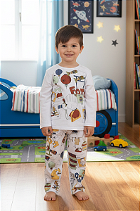 Pijama Masculino Baby Manga Longa Branco Sonhart