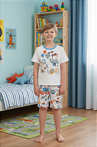 Pijama Infantil Masculino Manga Curta Off Sonhart