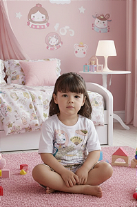 Pijama Feminino Baby Manga Curta Branco Sonhart