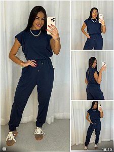 macacão jogger fecho vinho rosado G (322)