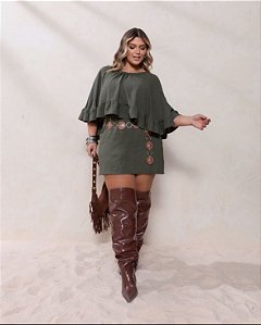 vestido capa gg marrom
