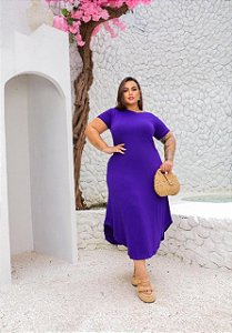vestido longo liso  roxo 60