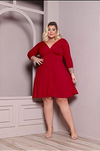 vestido manga 3/4 60 vermelho