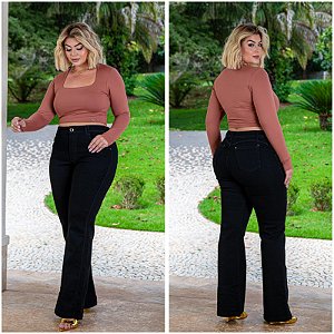 calça jeans flare preta 52
