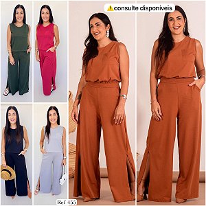 Conjunto calça fenda  455 g cinza