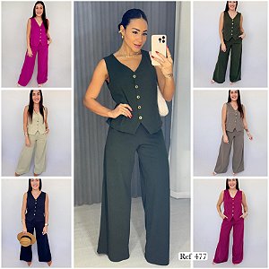 Conjunto colete e calça 447 G vinho