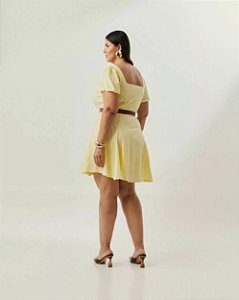vestido curto em tricoline amarelo 46