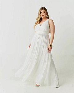 vestido longo branco 44