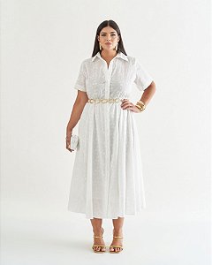 vestido midi em lasie branco 48