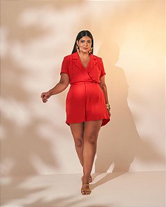 macaquinho em alfaiataria vermelho 50