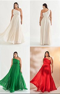 vestido longo em nesgas branco 46