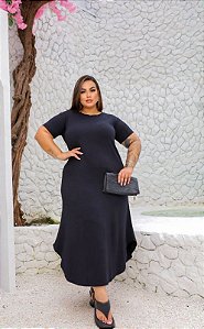 vestido longo liso  preto 60