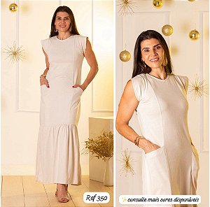 vestido longo barrado g azul marinho (350)