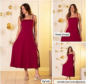 vestido fenda vermelho g (485)
